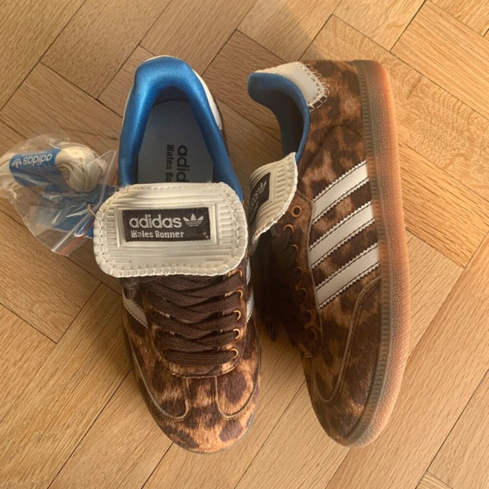 Lightly pre owned adidas Samba special edition Wales Bonner Cream with Leopard
